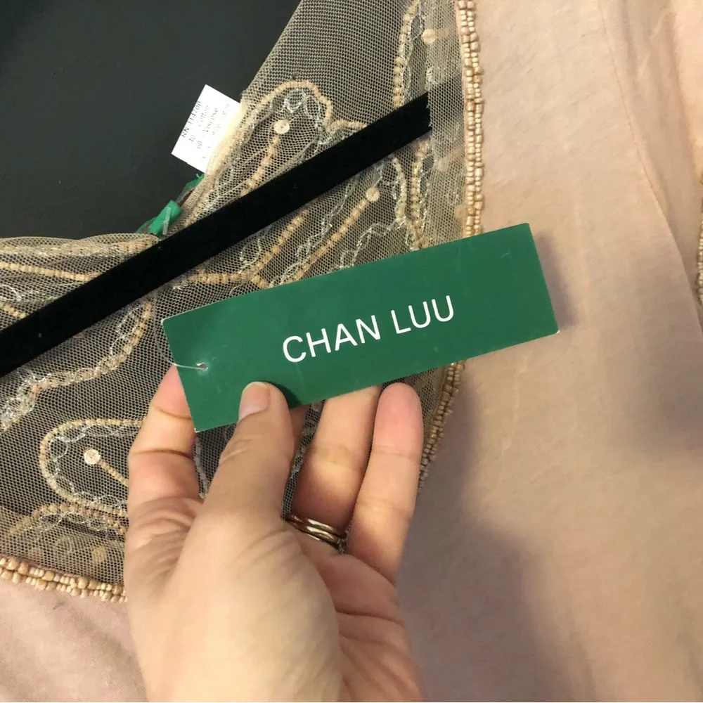 NWT Chan Luu handmade, beaded blouse in cameo rose-Size L, but fits smaller. - Picture 4 of 6